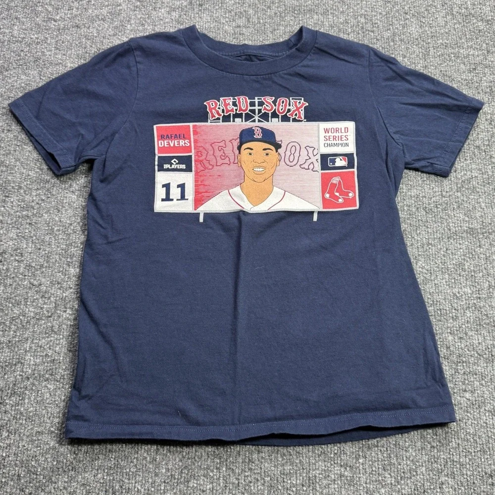 Rafael Devers 11 Boston Red Sox MLB T Shirt Kids M Navy‎ Blue Graphic Tee